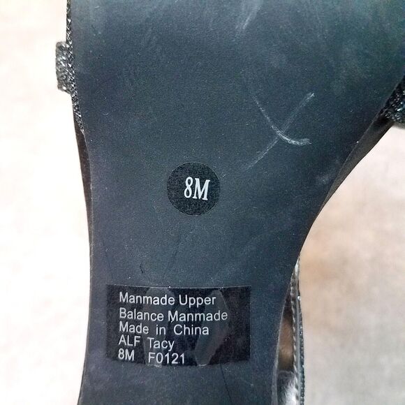 Alfani Womens Tacy Size 8 Glittery Silver Peep Toe T-Strap Platform Heels - Picture 10 of 10